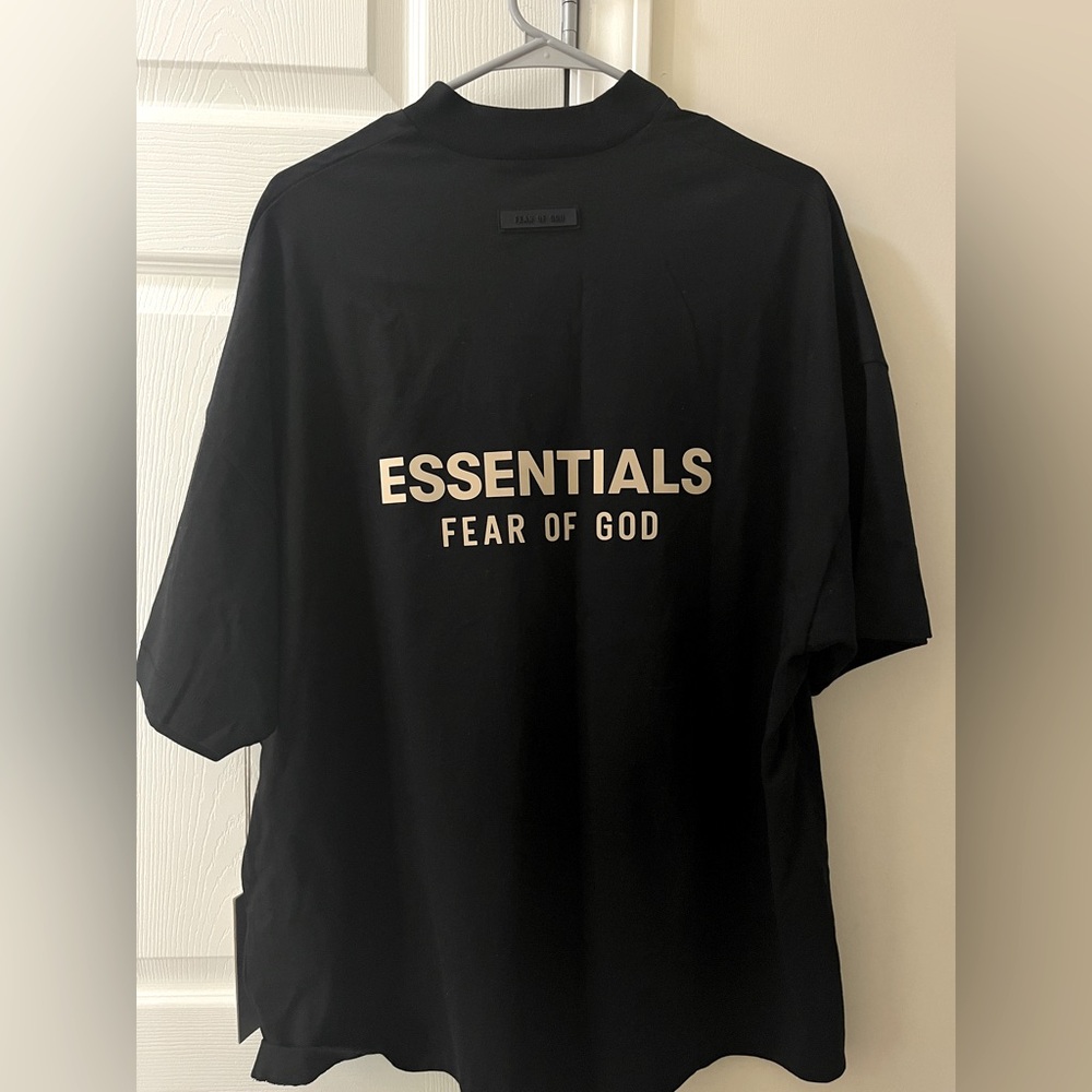 Fear Of God Essentials Black V Neck Shirt / Black Football Shirt